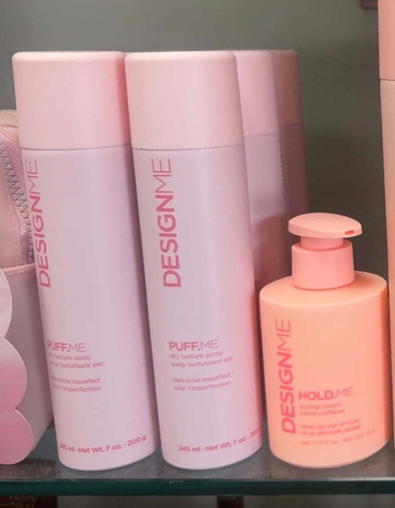 DESIGNME PUFF.ME Dry Texture Spray and HOLD.ME Styling Cream displayed at Trendsetters