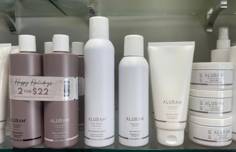 Aluram Daily shampoo and conditioner with dry shampoo, texture spray, styling cream and styling clay