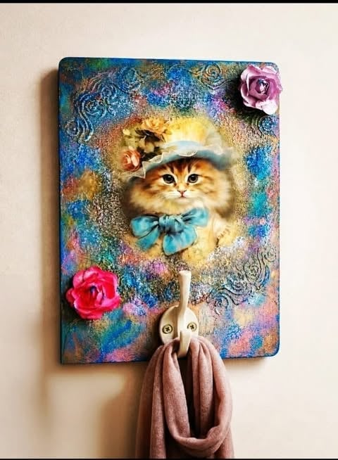 Wall hook „Cat Marie Antoinette” — for a children's room or cat lover
