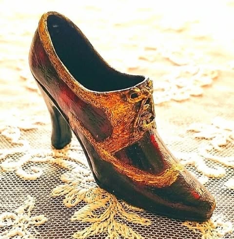 Miniature burgundy collector's retro shoe – handcraft, vintage, one-of-a-kind from 2000