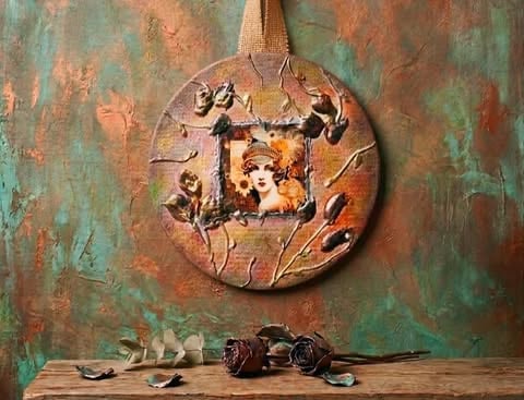 Art Deco lady portrait / magnet — unique artistic handcraft, 15 cm