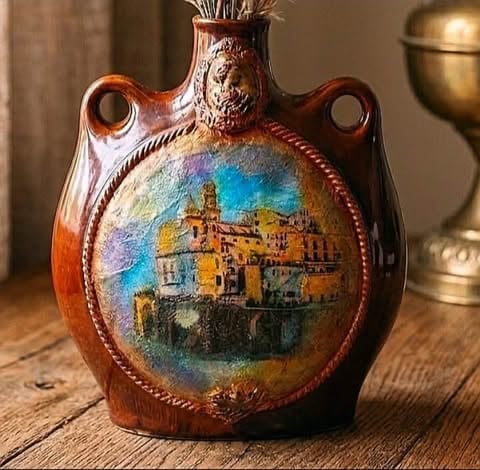 Unique Góralka carafe from the 1970s PRL – hand-decorated | maritime motif