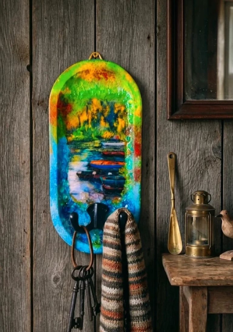 Beautiful 3D wall hanging with boats (25x12 cm) hand-painted premium handmade