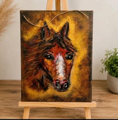 Horse — patinated and gilded painting
