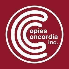 Copies Concordia Inc. logo: white concentric C lines on burgundy