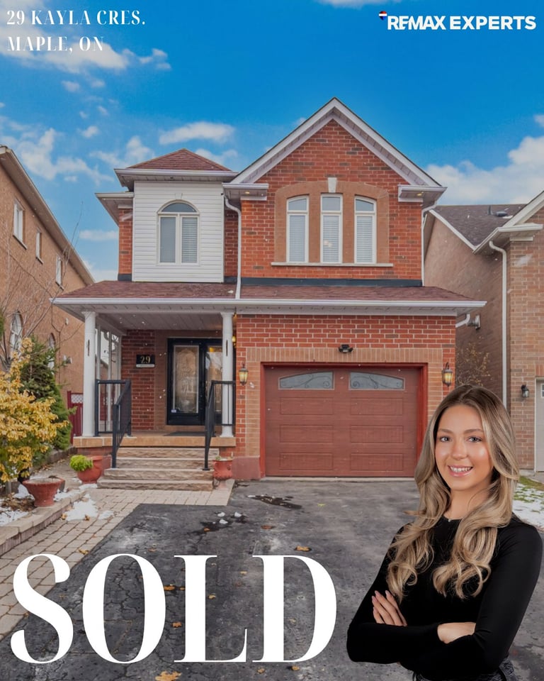SOLD — red brick two-story home at 29 Kayla Crescent, Maple, ON