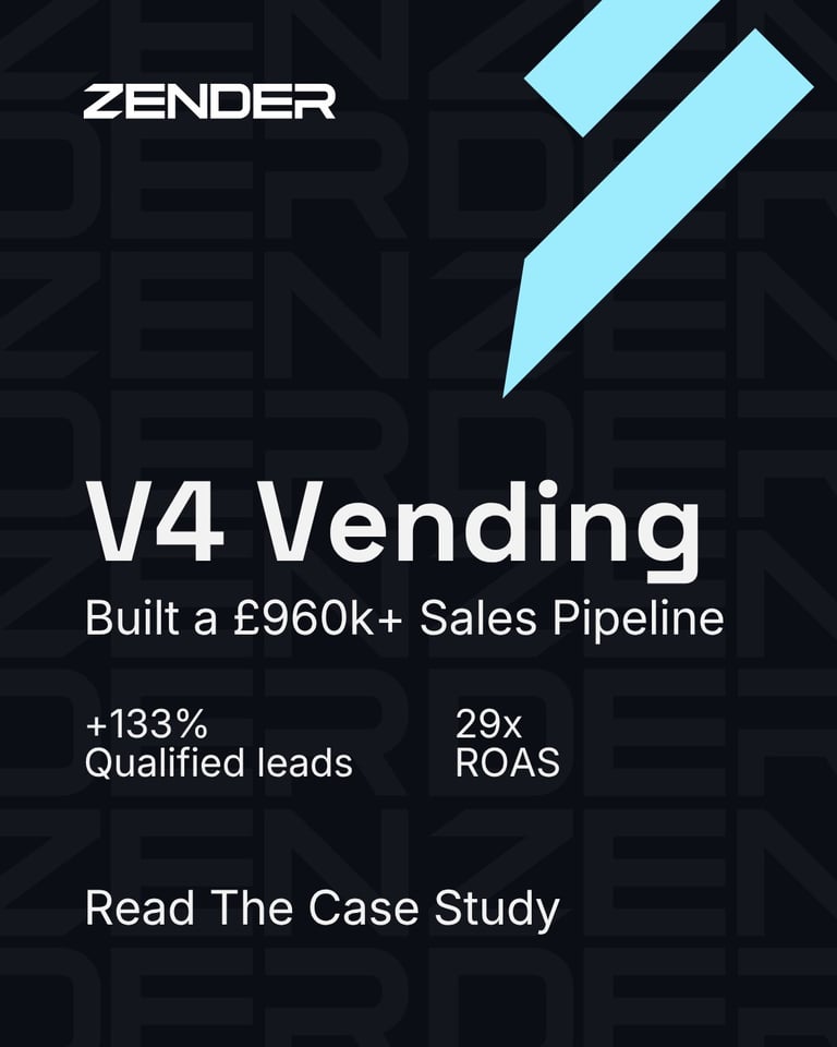 V4 Vending case study - Built a £960k+ sales pipeline with 133% increase in qualified leads and a 29x ROAS.