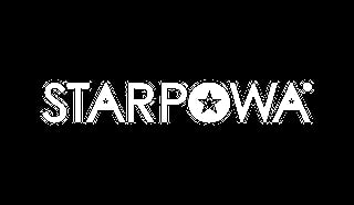 Starpowa logo with white text and star symbol on black background