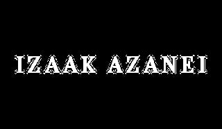 White serif text reading Izaak Azanei on a black background