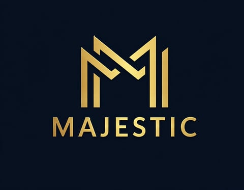 Majestic Bar and Lounge logo with geometric M design and phone number 225-306-4073