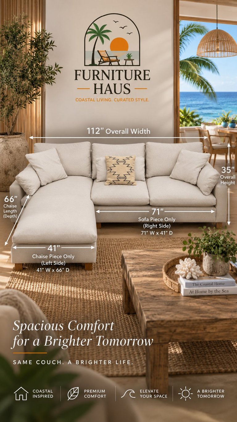 West Elm white sectional with chaise, 112 inches wide, at Furniture Haus in Clearwater