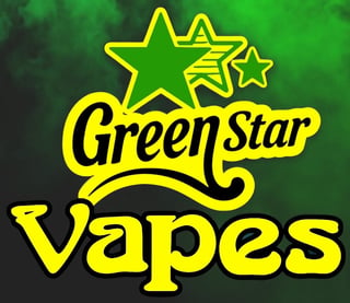 Green Star Vapes logo with yellow stars and text on green gradient background