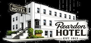 Reardon Hotel vintage logo and building illustration, established 1913