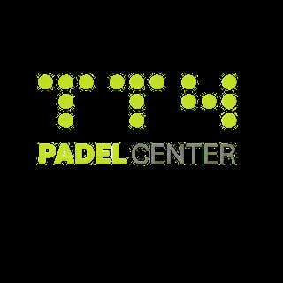 TT4 Padel Center logo with neon yellow tennis ball dots arranged above the text on black background