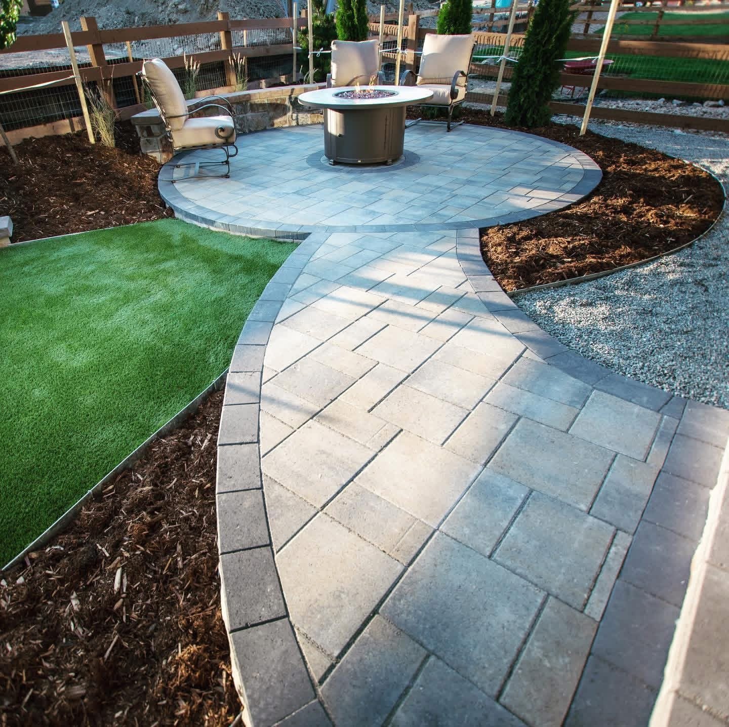 Home and garden landscaping project with decorative rock