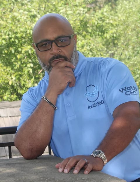 Diallo M. Watts, Sr. in his light-blue RxAir360 polo shirt