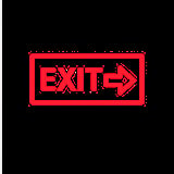 Red EXIT sign with right arrow on black background