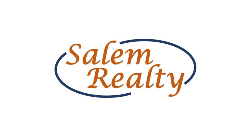 Salem Realty logo with orange text inside a dark blue oval outline