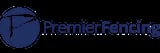 Premier Fencing logo with navy blue circle containing stylized fencing sword design and company name