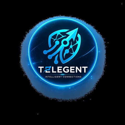 Telegent logo with blue rocket icon and Intelligent Connections tagline