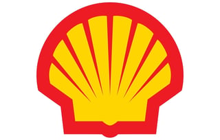 Shell petroleum company logo featuring a yellow and red shell-shaped emblem on a white background