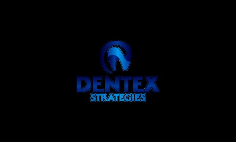 Dentex Strategies logo with blue stylized arrow symbol and text on black background