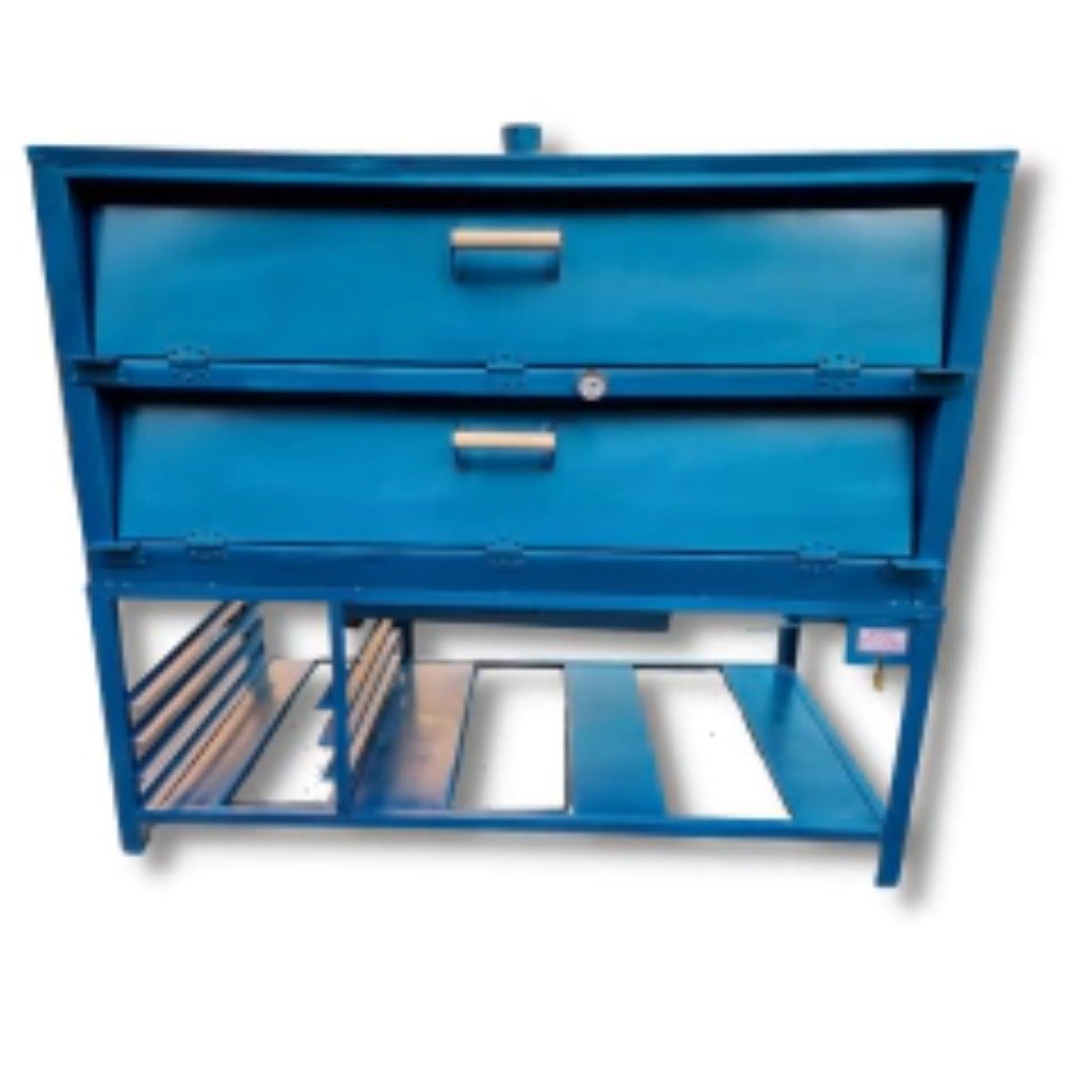 Horno de gaveta para 6 charolas con compartimentos amplios, manijas de madera y termómetro central — Horno de Gaveta 6 Charolas HG6C Economirugo