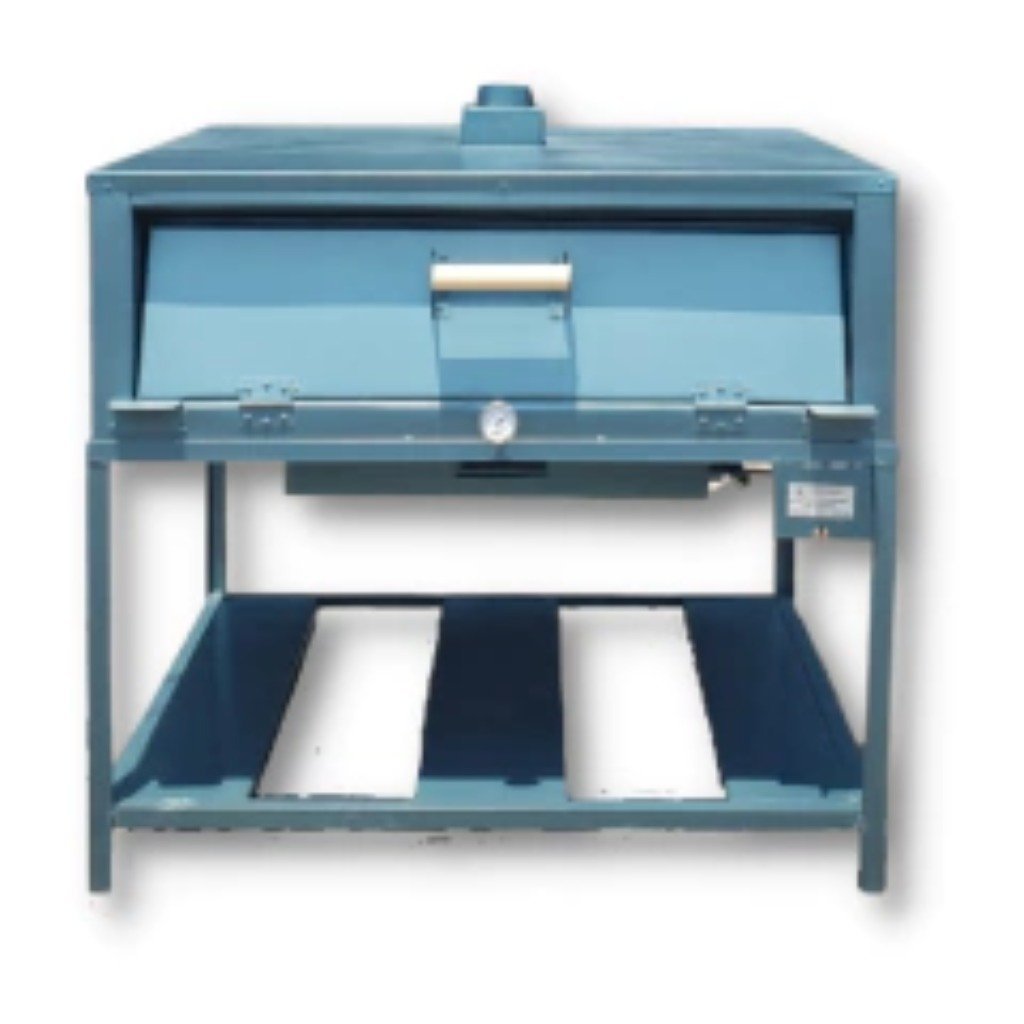 Horno de gaveta para 4 pizzas familiares con piso de ladrillo refractario y termómetro central — Horno de Gaveta 4 Pizzas HG4P Economirugo