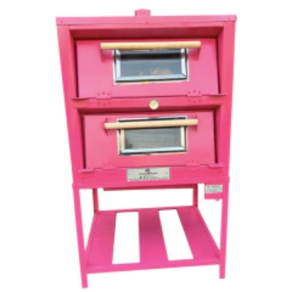 Horno de gaveta para 4 charolas en acero inoxidable brillante con puertas de cristal templado y equipamiento completo — Horno de Gaveta 4 Charolas Brillante Equipado HG4CB Economirugo