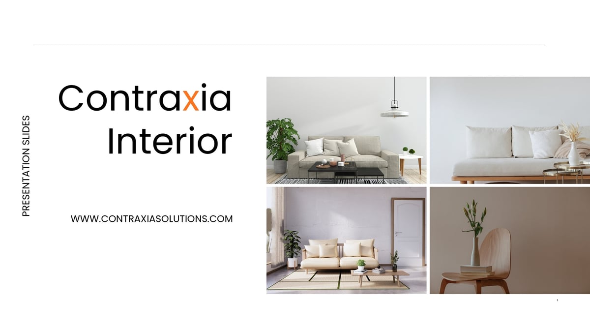 Contraxia Interior design portfolio showcasing modern home decor with furniture, plants, and minimalist styling