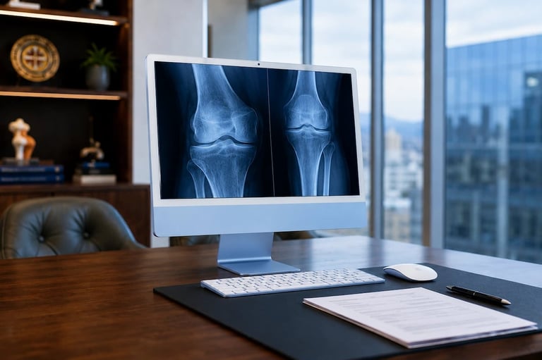 Radiografía de rodilla en consultorio de ortopedia del Dr. Ricardo Palmieri en Naucalpan