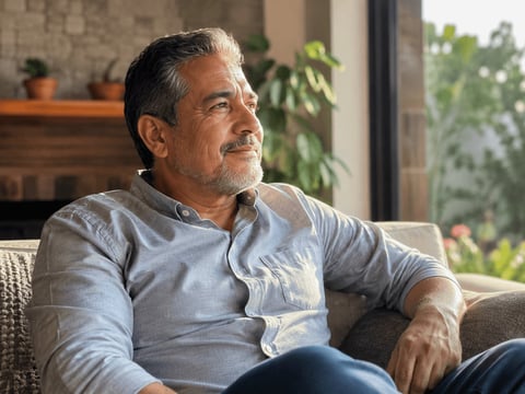 Paciente tranquilo en casa después de superar miedo a cirugía articular con especialista en Naucalpan