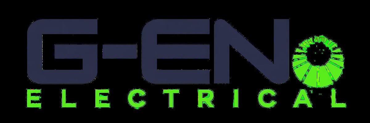 G-ENO Electrical logo with dark text and green accent featuring a circular circuit design