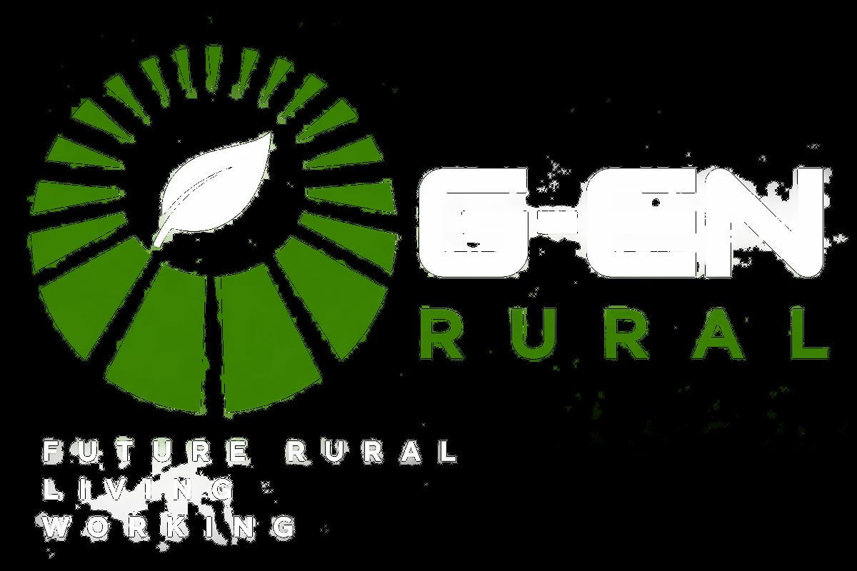 G-EN Rural logo featuring a green leaf design and tagline Future Rural Living Working