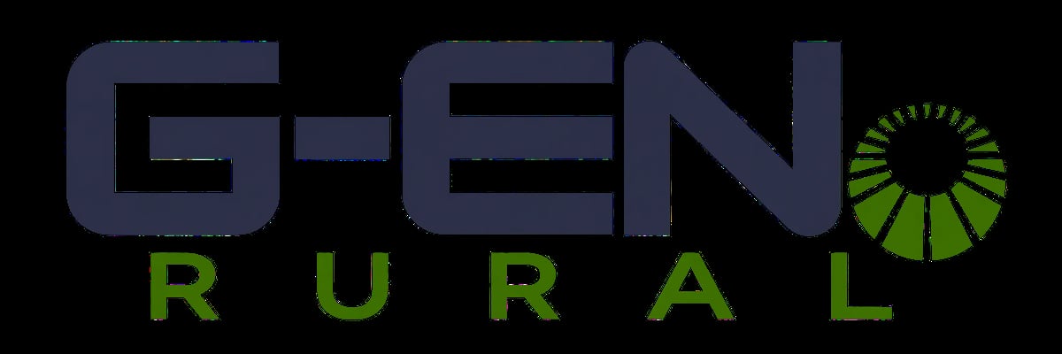 G-EN Rural logo with green leaf circle design on dark background