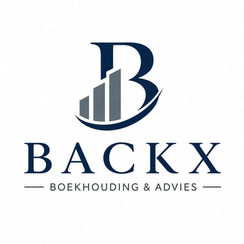 Backx Boekhouding & Advies logo met gestileerde B, staafdiagram en bedrijfsnaam