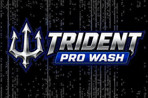 Trident Pro Wash logo featuring a silver trident symbol