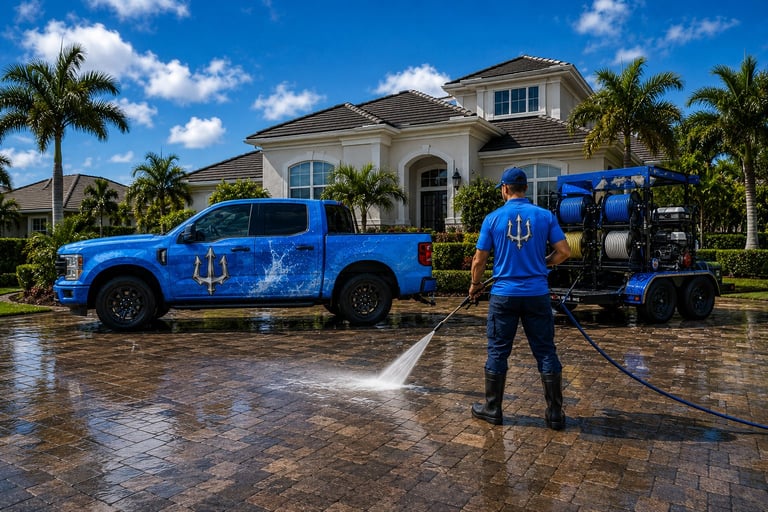 Trident Pro Wash team with service vehicle