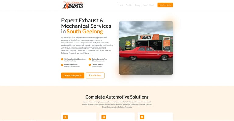 South Geelong Exhausts website designed by Woods Media Promotions, a exhaust & mechanical business