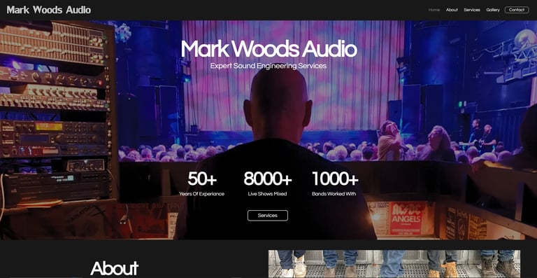 Mark Woods Audio website designed by Woods Media Promotions, a sound engineering business
