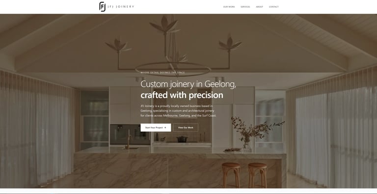 JFJ Joinery website designed by Woods Media Promotions, a custom joinery business