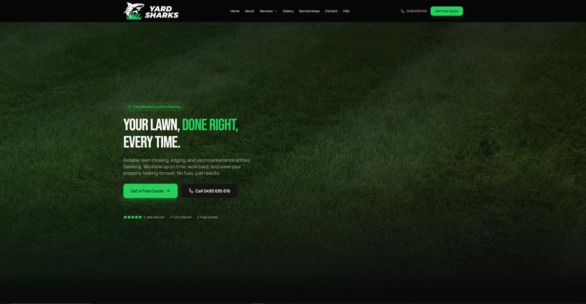 Yard Sharks brand and website designed by Woods Media Promotions