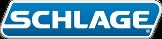 Schlage logo - white text on blue background rectangular banner