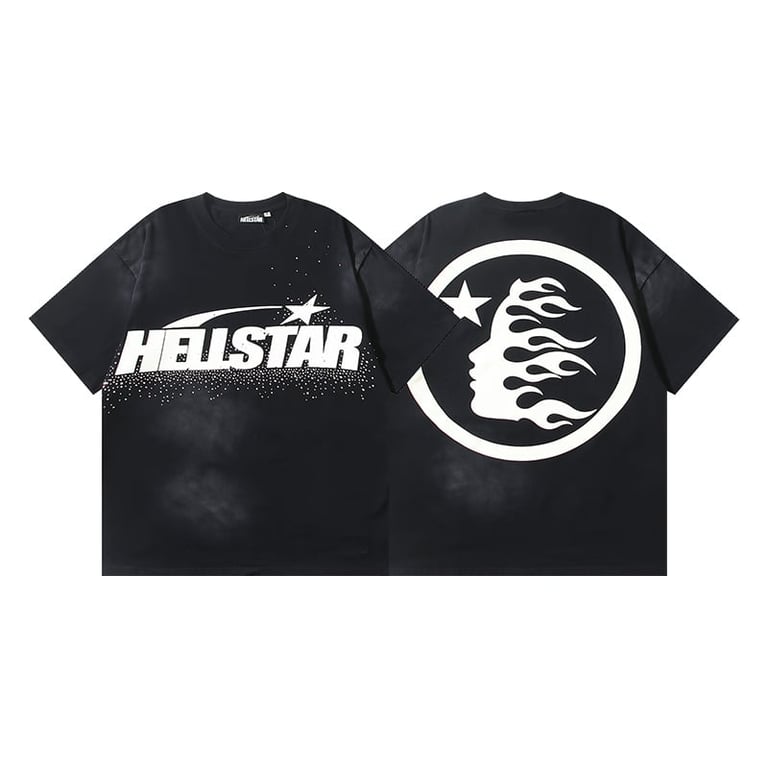 Hellstar Hellstar Distressed t-shirt in Black, front and back view