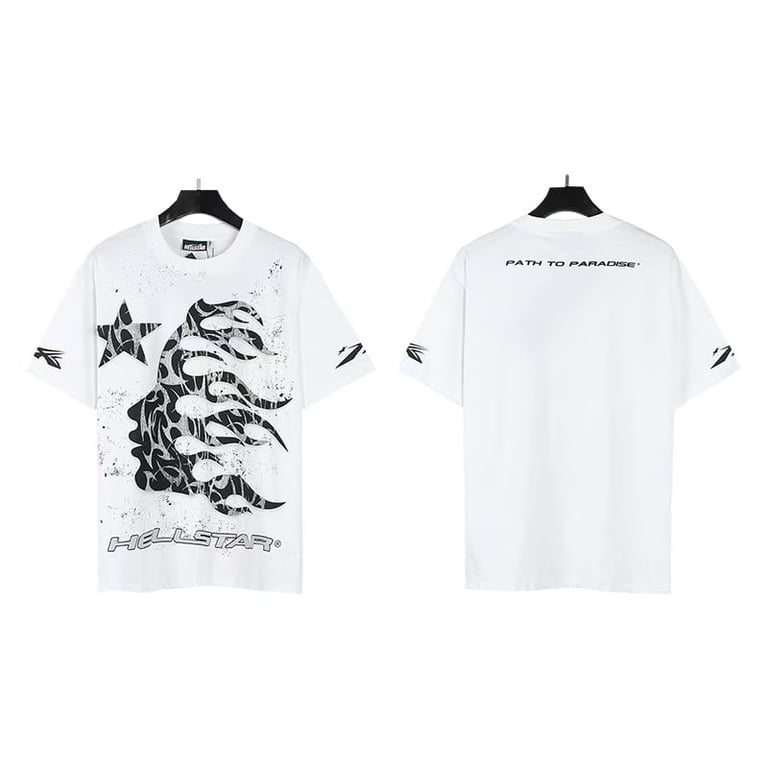 Hellstar Path to Paradise t-shirt in White, front and back view