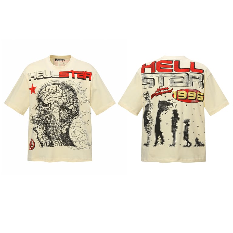 Hellstar Hellstar 1995 t-shirt in Cream, front and back view