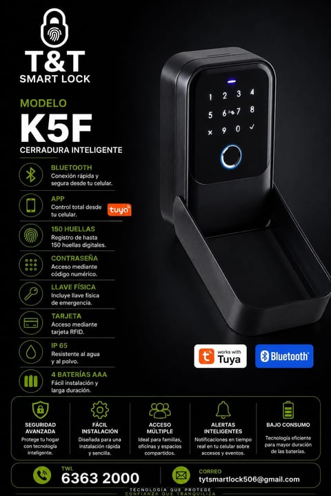 Modelo K5F - T&T Smart Lock con cerradura inteligente