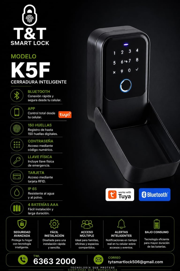 Modelo K5F - T&T Smart Lock con cerradura inteligente
