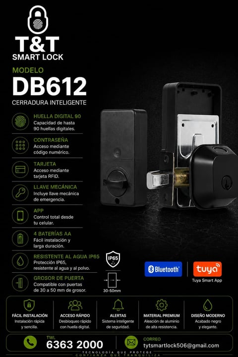 Modelo DB612 - T&T Smart Lock con cerradura de cerradura