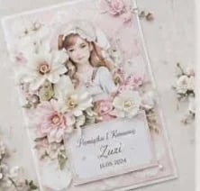 Floral design with pink and white flowers, decorative frame